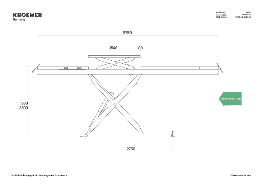 Piattaforma di sollevamento XX85, vista 3