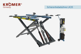 Piattaforma elevatrice a forbice con pannello di controllo incorporato.