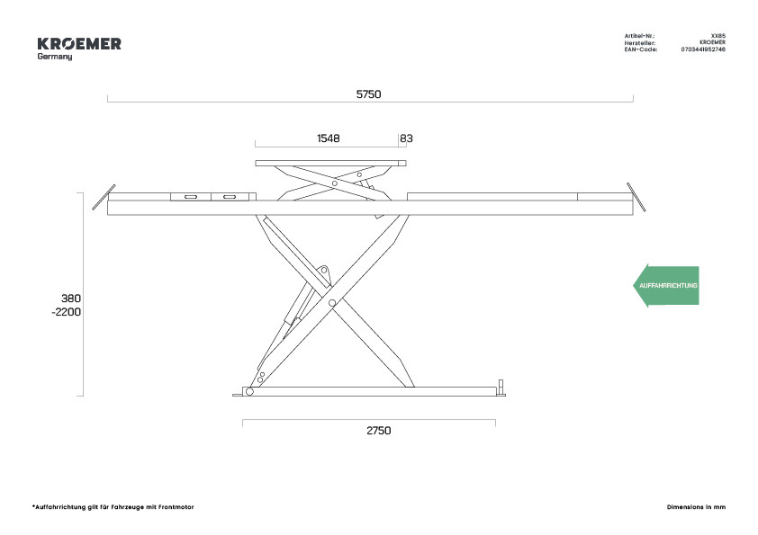 Piattaforma di sollevamento XX85, vista 3