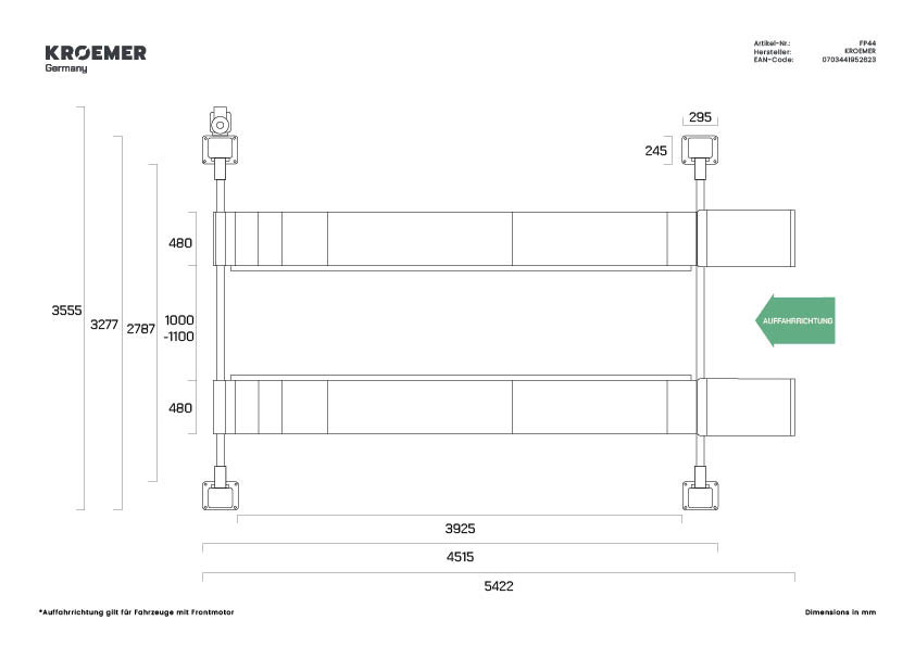 Piattaforma di sollevamento a 4 colonne Kroemer FP44 - Vista 6